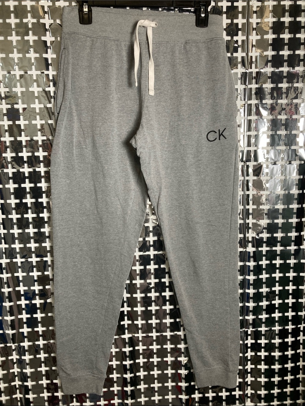 Calvin Klein Gray Drawstring Jogger Pants with CK Logo